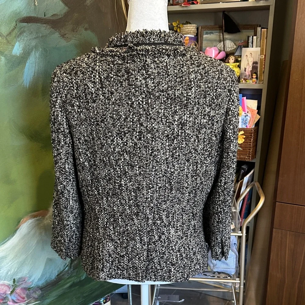 Talbots classic C inspired Black and Gray Tweed Blazer